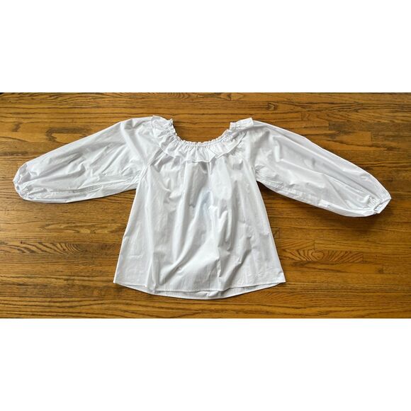 NWT  HILL HOUSE White The Lena Cotton Blouse Top Shirt  Women's Size Large - Picture 10 of 14